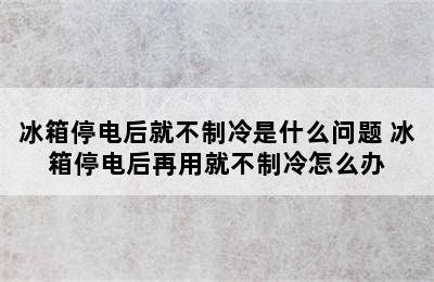 冰箱停电后就不制冷是什么问题 冰箱停电后再用就不制冷怎么办